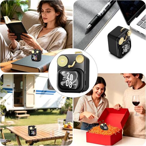 Monster S350 Bluetooth Speakers, Portable Wireless Speaker with Touch Screen, Bluetooth 6.0, Retro Gift Speaker with Message and Alarm Push, Support TF Card, for Friends, Black in Kuwait