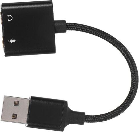 محول بطاقة الصوت الخارجي من NOLITOY USB مع ميكروفون ومقبس سماعة الرأس لأجهزة الكمبيوتر والهواتف الذكية، توصيل وتشغيل كابل واجهة الصوت للحصول على أداء واضح عالي in Kuwait