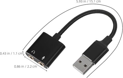 محول بطاقة الصوت الخارجي من NOLITOY USB مع ميكروفون ومقبس سماعة الرأس لأجهزة الكمبيوتر والهواتف الذكية، توصيل وتشغيل كابل واجهة الصوت للحصول على أداء واضح عالي in Kuwait