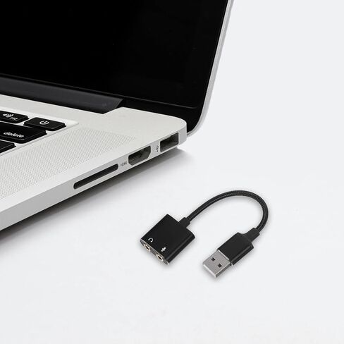 محول بطاقة الصوت الخارجي من NOLITOY USB مع ميكروفون ومقبس سماعة الرأس لأجهزة الكمبيوتر والهواتف الذكية، توصيل وتشغيل كابل واجهة الصوت للحصول على أداء واضح عالي in Kuwait