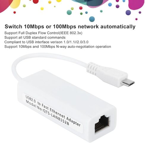 Network Card Adapter, Micro USB to Rj45 Ethernet Port with 10 100mbps Auto Switching for 1.3/W Motherboard Linux Macos Full Duplex Flow Control in Saudi Arabia