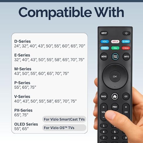XRT140R Vizio Smart TV Remote Replacement - Easy Setup, Infrared, Shortcut Keys, Universal Remote for SmartCast TVs - Vizio Remote Control Replacement for D, E, M, P, V, PX, OLED Series in Saudi Arabia
