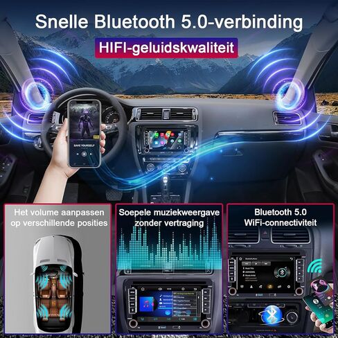 [ترقية] راديو السيارة Liulbobu اللاسلكي Carplay لسيارة VW Passat Golf 5 6 Polo MK5 T5 Skoda Jetta Caddy EOS Touran Android Auto، 7 بوصة بلوتوث مزدوج الدين ستيريو السيارة لـ/FM/AM/USB/RDS/عالية الطاقة in Saudi Arabia