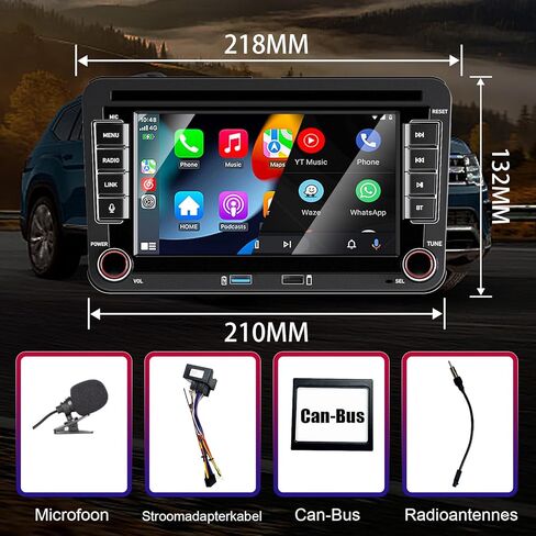 [ترقية] راديو السيارة Liulbobu اللاسلكي Carplay لسيارة VW Passat Golf 5 6 Polo MK5 T5 Skoda Jetta Caddy EOS Touran Android Auto، 7 بوصة بلوتوث مزدوج الدين ستيريو السيارة لـ/FM/AM/USB/RDS/عالية الطاقة in Saudi Arabia