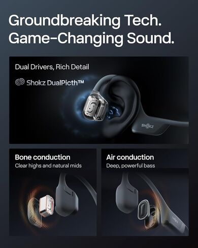SHOKZ OpenRun Pro 2 - سماعات رأس بلوتوث رياضية ممتازة ذات توصيل عظمي مفتوح الأذن - أسود S820 (متجدد) in Kuwait