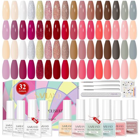SAVILAND Glows in The Dark Gel Nail Polish Set - 12 Holiday Colors Luminous Neon Nail Gel Polish Set Soak off U V/LED Glow Effect Nail Polish for DIY Nail Art Design Holiday Gifts for Women in Saudi Arabia