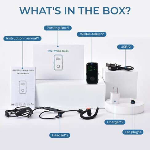 أجهزة اتصال لاسلكية صغيرة للغاية محمولة 2 حزمة راديو ثنائي الاتجاه مع جهاز إرسال واستقبال FM وسدادات أذن مانعة للسقوط وكابل طويل للمشي لمسافات طويلة ورحلة التخييم وركوب الدراجات والمطاعم والرياضة الخارجية ومحلات السوبر ماركت والمستشفيات والسياحة in Kuwait