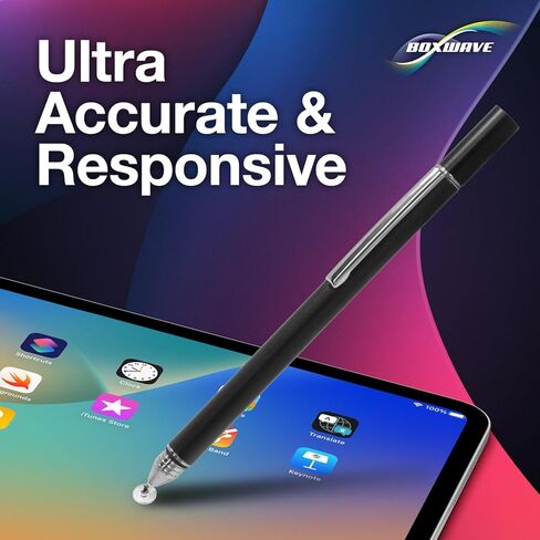 قلم BoxWave Stylus متوافق مع Apple iPad Pro (الجيل الثاني 2017) (12.9 بوصة) - قلم لمس ذو سعة FineTouch، قلم شاشة فائق الدقة - أسود داكن in Kuwait