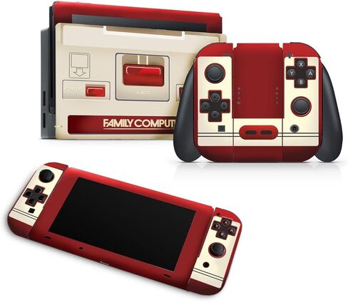 ZOOMHITSKINS OLED Switch Skin, Compatible with Switch OLED Skin Wrap, Family Com NES Retro Gaming Game Retro Vintage Beige Edition Special, 3M Vinyl for Durable & Fit, Made in The USA in Saudi Arabia
