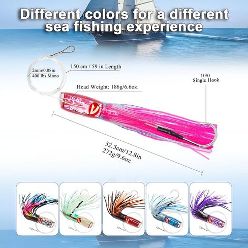 VIKETECH 13’’ 10oz Resin Saltwater Fishing Trolling Lure for Tuna Mahi Mahi Marlin Wahoo Sailfish Dolphin Lures Deep Sea Offshore Big Game Included Mesh Bag in Saudi Arabia