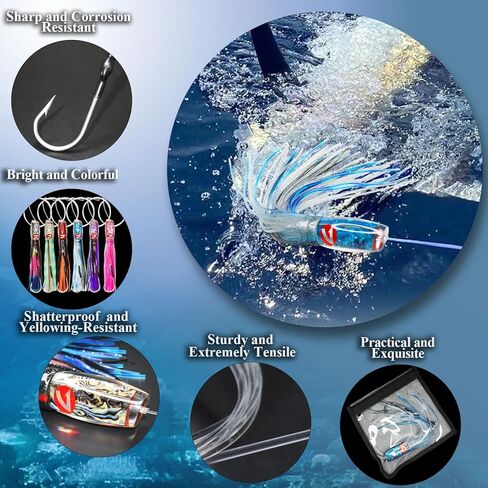 VIKETECH 13’’ 10oz Resin Saltwater Fishing Trolling Lure for Tuna Mahi Mahi Marlin Wahoo Sailfish Dolphin Lures Deep Sea Offshore Big Game Included Mesh Bag in Saudi Arabia