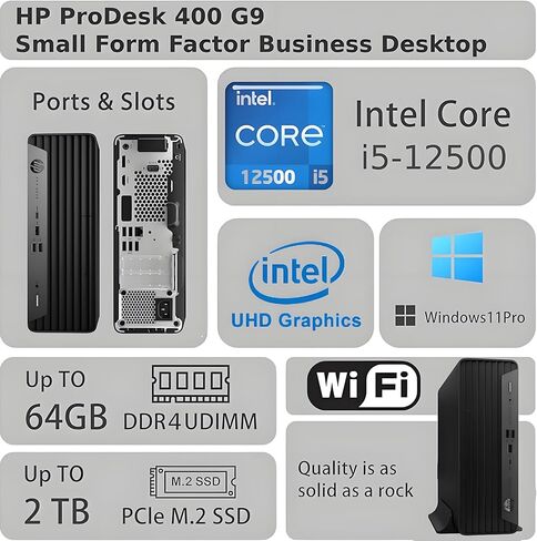 HP ProDesk 400 G9 SFF Business Desktop Computer, Intel Hexa Core i5-12500 (Beat i7-11700), HDMI, Display Port, WiFi, RJ-45, Keyboard & Mouse, Windows 11 Pro (16GB RAM | 512GB SSD) in Saudi Arabia