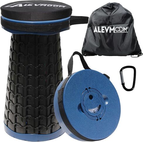 Upgraded Collapsible Stool with Cushion, 880Lbs Max Weight, Portable Folding Height Adjustable Lightweight Retractable Telescoping Stool for Camping Outdoors Fishing Hiking Travel BBQ with Carry Bag in Kuwait