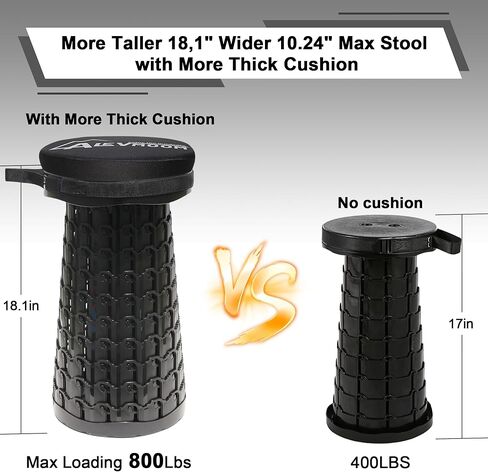 Upgraded Collapsible Stool with Cushion, 880Lbs Max Weight, Portable Folding Height Adjustable Lightweight Retractable Telescoping Stool for Camping Outdoors Fishing Hiking Travel BBQ with Carry Bag in Saudi Arabia