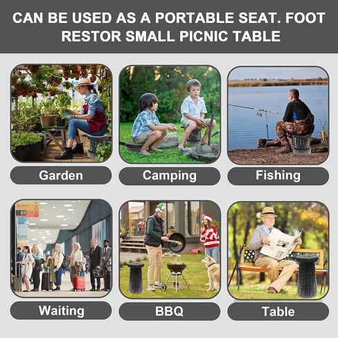 Upgraded Collapsible Stool with Cushion, 880Lbs Max Weight, Portable Folding Height Adjustable Lightweight Retractable Telescoping Stool for Camping Outdoors Fishing Hiking Travel BBQ with Carry Bag in Saudi Arabia