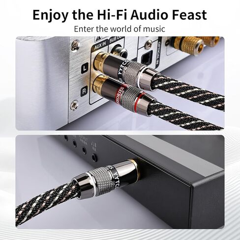 1/4 to RCA Y Splitter Cable, 6.35mm TRS to Dual RCA Audio Cord with 6N OFC & 5μm 24K Gold-Plated Connectors, Braided Hi-Fi Cable for Audiophiles, Home Stereos & Turntables(1.64ft/0.5m) in Kuwait