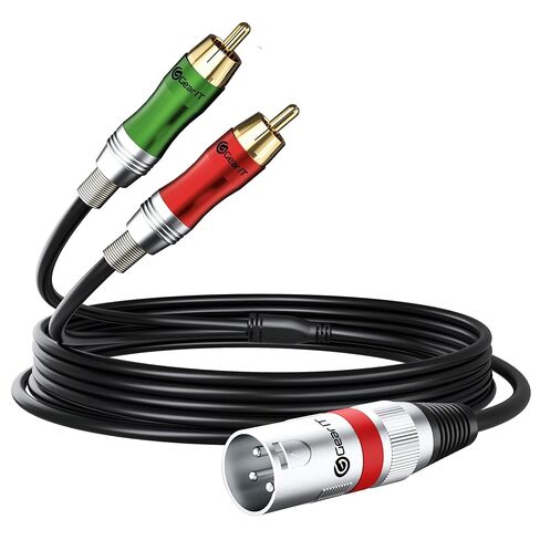 كابل GEARit Dual 2 XLR أنثى إلى 2 RCA ذكر (20 قدمًا) 2-XLR إلى 2-RCA أنثى إلى ذكر قابس لخلاطات المسرح المنزلي ومكبرات الصوت وميكروفون أنظمة هاي فاي، 20 قدمًا in Kuwait