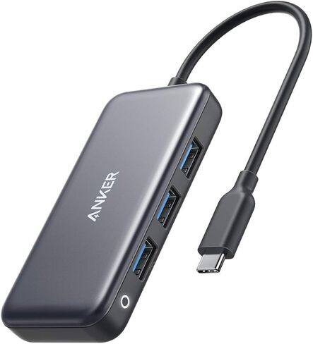 Anker USB C Hub، محول USB C 4 في 1، مع توصيل طاقة 60 وات، 3 منافذ USB 3.0، لجهاز MacBook Pro 13 بوصة 2016/2017/2018، Chromebook، XPS، والمزيد (متجدد) in Saudi Arabia