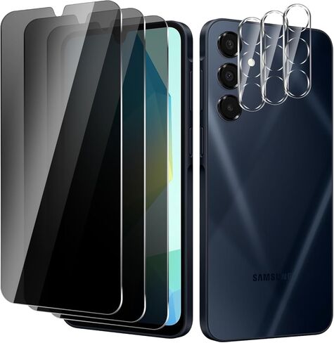 3 Pack For Samsung Galaxy A16 Privacy Screen Protector + 3 Pack Camera Lens Protector, 9H Hardness Anti-Spy Tempered Glass, Scratch-Resistant (Samsung Galaxy A16) in Saudi Arabia
