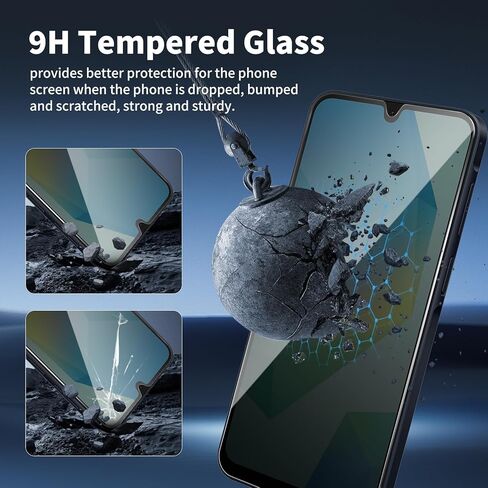 3 Pack For Samsung Galaxy A16 Privacy Screen Protector + 3 Pack Camera Lens Protector, 9H Hardness Anti-Spy Tempered Glass, Scratch-Resistant (Samsung Galaxy A16) in Saudi Arabia