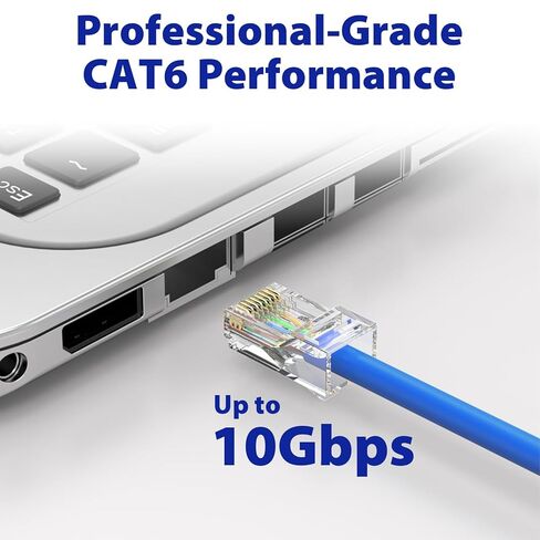 Cyberguys CAT6 UTP تمر عبر موصلات RJ45 - 200 حزمة من المقابس المعيارية 50μ 8P8C مطلية بالذهب، تدعم كابلات إيثرنت 24-25AWG، نهايات شبكة عالية السرعة 10 جيجابت في الثانية، سهلة التركيب باستخدام أدوات التجعيد 200 حزمة in Saudi Arabia