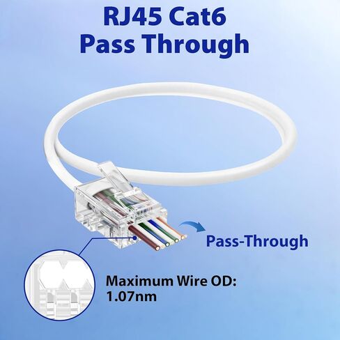 Cyberguys CAT6 UTP تمر عبر موصلات RJ45 - 200 حزمة من المقابس المعيارية 50μ 8P8C مطلية بالذهب، تدعم كابلات إيثرنت 24-25AWG، نهايات شبكة عالية السرعة 10 جيجابت في الثانية، سهلة التركيب باستخدام أدوات التجعيد 200 حزمة in Saudi Arabia