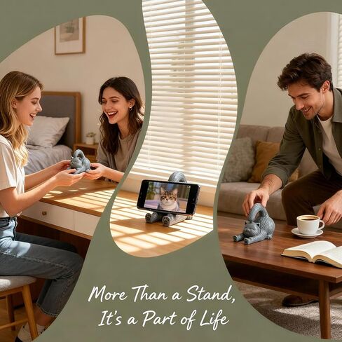 Cute Phone Stand for Desk Decor, Gray Cat Cell Phone Holder, Stable iPad Stand for Desk, Charming Desk Accessories for Women and Cat Lovers, Perfect Christmas and Birthday Gifts for Teens in Saudi Arabia