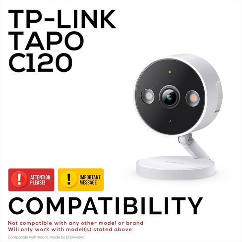 حامل حائط لكاميرا TP-Link Tapo C120 - دعامة مخصصة سهلة التركيب مع شريط 3M ومسامير للتركيب الآمن - وجهة نظر وثبات أفضل - من Brainwavz in Kuwait