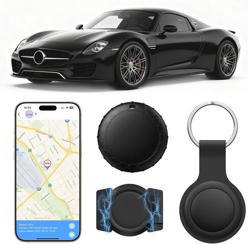 جهاز تعقب GPS للمركبات ذات الحافظة المغناطيسية يعمل مع Find My (iOS فقط) - لا يتطلب اشتراك رسوم شهرية ولا يتطلب بطاقة SIM، مقاوم للماء، أجهزة تتبع GPS في الوقت الحقيقي أو السيارات والشاحنات ومضاد للسرقة (أسود) in Kuwait
