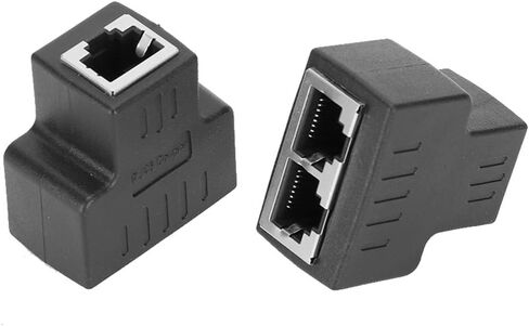 2Pcs Ethernet Splitter Adapter, Adaptador Ethernet A Ethernet 1?In 2?Out Rj45 Female Interface Ethernet Cable Adapter Splitter Lan Connector Extender Cable, Ethernet For Internet Wire in Saudi Arabia