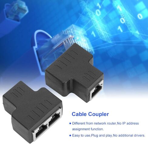 2Pcs Ethernet Splitter Adapter, Adaptador Ethernet A Ethernet 1?In 2?Out Rj45 Female Interface Ethernet Cable Adapter Splitter Lan Connector Extender Cable, Ethernet For Internet Wire in Saudi Arabia