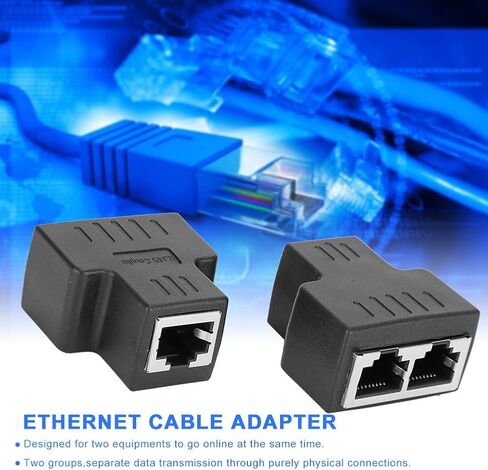 2Pcs Ethernet Splitter Adapter, Adaptador Ethernet A Ethernet 1?In 2?Out Rj45 Female Interface Ethernet Cable Adapter Splitter Lan Connector Extender Cable, Ethernet For Internet Wire in Saudi Arabia