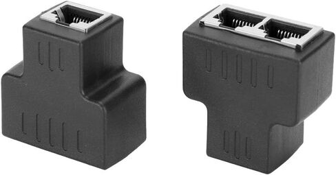2Pcs Ethernet Splitter Adapter, Adaptador Ethernet A Ethernet 1?In 2?Out Rj45 Female Interface Ethernet Cable Adapter Splitter Lan Connector Extender Cable, Ethernet For Internet Wire in Saudi Arabia