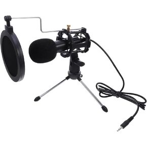 TEHAUX Condenser Microphone 3.5mm PC Mic with Tripod Shock Mount for Podcast Gaming Streaming Desktop Recording in Saudi Arabia