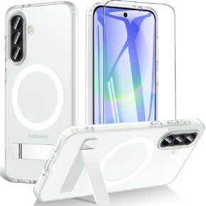 حافظة هاتف Galaxy A36/A56، حافظة مغناطيسية مع حامل وواقي شاشة، غطاء حماية من الدرجة العسكرية مضاد للصدمات ومسند لهاتف Samsung Galaxy A36/A56 5G، أسود in Kuwait