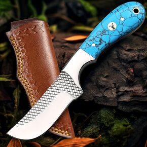 Handmade Cowboy Knives with Leather Sheath - Razor Sharp Rasp steel Bull Cutter Knife - EDC Fixed Blade Hunting Knife for Skinning, Camping, Bushcrafting and Outdoors in Saudi Arabia