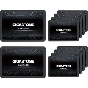 Gigastone SATA SSD 256 جيجابايت (10 عبوات) 2.5 بوصة SSD 520 ميجابايت/ثانية ترقية ذاكرة الكمبيوتر المحمول والتخزين PS4 HDD استبدال 2.5 بوصة محركات الأقراص الصلبة الداخلية SATA III SLC Cache 3D NAND Game Pro Performance in Kuwait