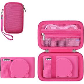 RAIALL Camera Case for Canon PowerShot SX740/SX730 Digital Camera, 1*Hard Carrying Case Protective Travel Bag+ 1*Soft Silicone Protective Cover with Removable Lens Cover, Jelly Pink in Kuwait