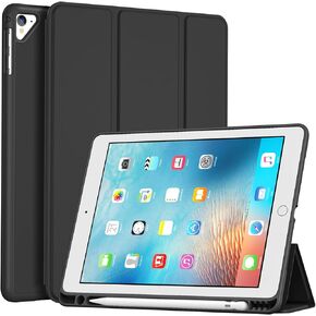 حافظة ProCase رفيعة لجهاز iPad الجيل السادس/ الخامس، iPad Air 2nd/ Air 1st، غطاء خلفي ناعم من مادة TPU مقاس 9.7 بوصة مع حامل قلم رصاص، تنبيه/غفو تلقائي - أسود in Kuwait