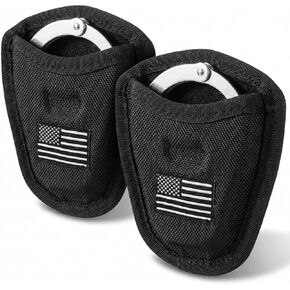 2 Pcs Open Top Handcuff Case, 6000d Nylon Handcuff Pouch for Duty Belt Accessories, Compact Cuff Holder Holster for Standard Chain/Hinge Handcuffs Security Guard Equipment in Kuwait