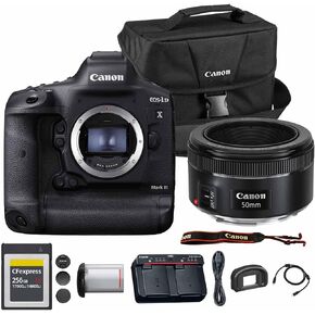 Canon EOS-1D X Mark III DSLR Camera | 20.1MP Full-Frame CMOS Sensor, DIGIC X Processor & 4K Video | Professional Sports & Wildlife Camera (3829C002) + Canon EF 50mm f/1.8 STM Lens + Bag + 256GB Card in Kuwait