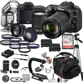 Nikon D7500 DSLR Camera with 18-140mm Lens 20MP, 128GB Memory, TTL Pro Flash, Filters, Lenses, Case, Tripod, Grip, and More – Pro Photo Bundle (38pc Bundle) in Kuwait