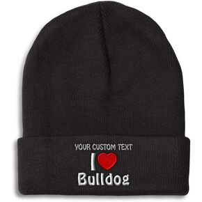 Beanies for Men I (Love) Bulldog Dogs Pet English Skull Cap Winter Hats Women Acrylic One Size in Kuwait
