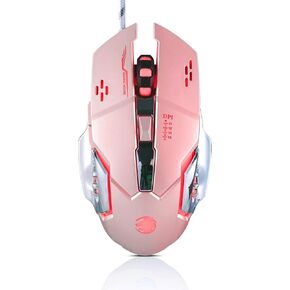 Guiheng Wired Gaming Mouse, Optical USB Mice for Laptop/Desktop, 1200 to 3600 and RGB Light, Ergonomic with 6 Programmable Buttons for Computer Windows 7/8/10/XP Vista Linux Chromebook PC(Pink) in Kuwait