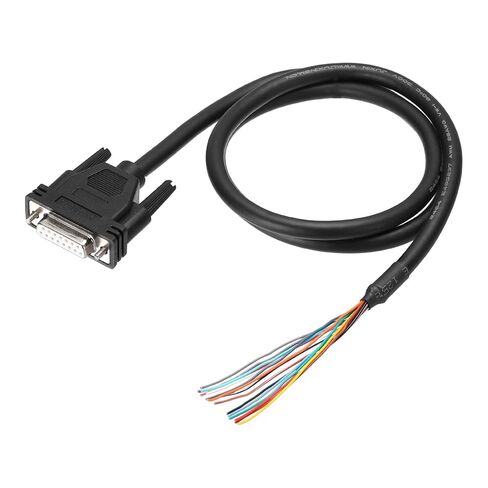 PATIKIL 1.6 قدم 26AWG DB15 موصل أنثى إلى نهاية السلك العاري RS232 15 دبوس كابل تمديد تسلسلي مزدوج محمية موصل أنثى مطلي بالذهب، أسود in Saudi Arabia
