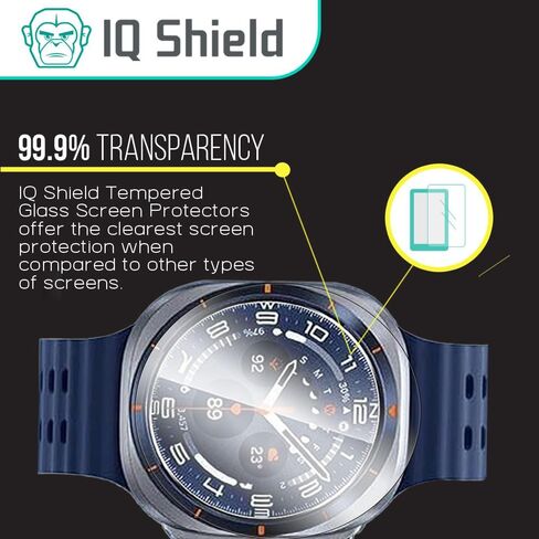 عبوة من 3 قطع من IQShield لساعة Samsung Galaxy Watch 8 مقاس 44 مم من الزجاج المقوى - صديق للحافظة، زجاج مقسى شفاف بصلابة 9H، درع مقاوم للكسر، دقة لمس 99% لساعة Galaxy Watch 8 44m in Saudi Arabia