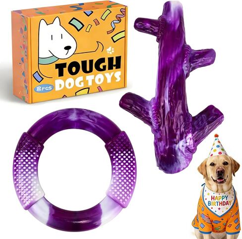 Furdog Indestructible Dog Toys for Aggressive Chewers 3 Pack, Tough Dog Toys for Large Dogs Chew Toys Keep Them Busy, Bacon Flavor, Blue in Saudi Arabia