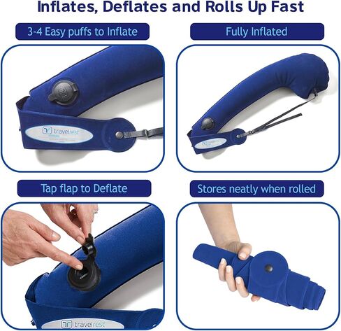 TRAVELREST Ultimate Travel Pillow & Body Pillow - Headrest, Auto, Bus, Train, Office Napping, Camping, Wheelchairs, Comfort and Support, Rolls Up, Straps to Airplane Seat & Car - Blue in Saudi Arabia