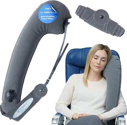 TRAVELREST Ultimate Travel Pillow & Body Pillow - Headrest, Auto, Bus, Train, Office Napping, Camping, Wheelchairs, Comfort and Support, Rolls Up, Straps to Airplane Seat & Car - Blue in Saudi Arabia