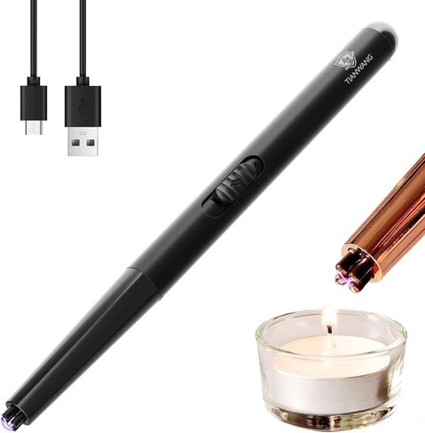 ولاعة شمعة كهربائية قابلة لإعادة الشحن عبر USB مع قفل أمان وشاشة LED، ولاعة قوسية مقاومة للرياح عديمة اللهب للشواء والتخييم والمطبخ والهدايا للنساء والرجال (أبيض) in Kuwait